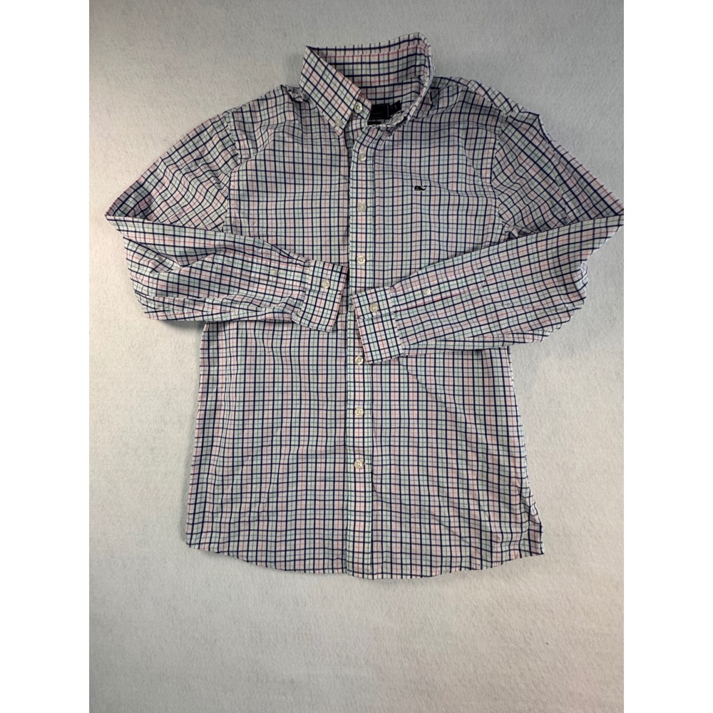 Vineyard Vines Boys Whale Shirt Tattersall Check Button Down‎ Multi Color L 16